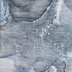 HomeRoots 9' X 12' Blue And Ivory Abstract Washable Area Rug - Durable, Stylish, UV-Protected for Any Space! 647259