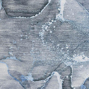 HomeRoots 10' X 14' Blue and Ivory Abstract Area Rug - Washable, UV Protected, Stylish & Durable for Busy Homes 647260