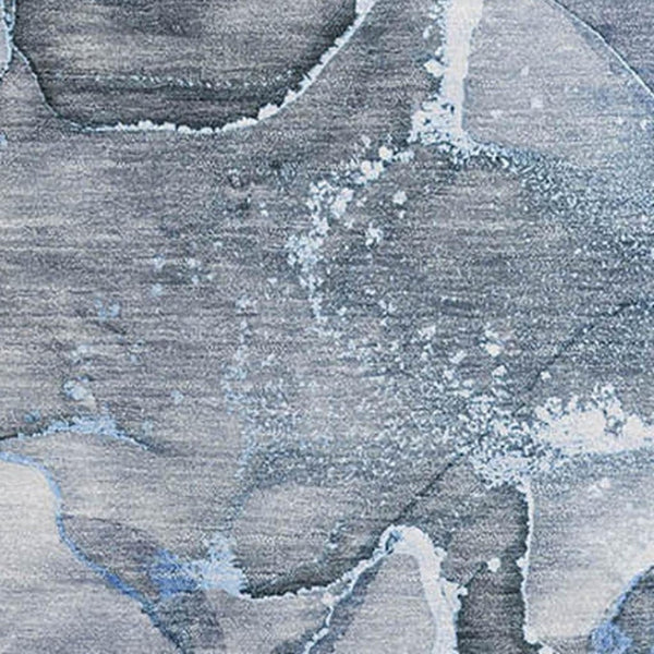 HomeRoots 10' X 14' Blue and Ivory Abstract Area Rug - Washable, UV Protected, Stylish & Durable for Busy Homes 647260