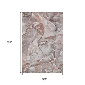 HomeRoots 10' X 14' Gray And Ivory Abstract Area Rug - Washable, UV Protected, Durable & Stylish for Any Space 647266