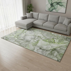 HomeRoots 8' X 10' Green and Ivory Abstract Area Rug – Washable, UV-Protected, Perfect for High-Traffic Spaces 647270
