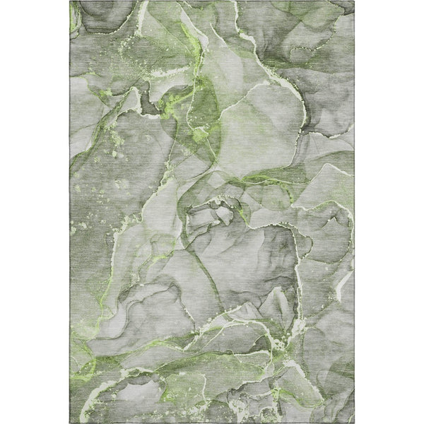 HomeRoots 8' X 10' Green and Ivory Abstract Area Rug – Washable, UV-Protected, Perfect for High-Traffic Spaces 647270