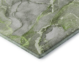 HomeRoots 8' X 10' Green and Ivory Abstract Area Rug – Washable, UV-Protected, Perfect for High-Traffic Spaces 647270