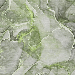 HomeRoots 8' X 10' Green and Ivory Abstract Area Rug – Washable, UV-Protected, Perfect for High-Traffic Spaces 647270