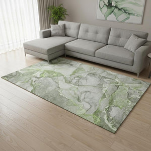 HomeRoots 10' X 14' Green and Ivory Abstract Area Rug - Washable, UV Protected, Pet-Friendly Design for Homes 647272