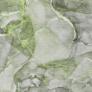 HomeRoots 10' X 14' Green and Ivory Abstract Area Rug - Washable, UV Protected, Pet-Friendly Design for Homes 647272