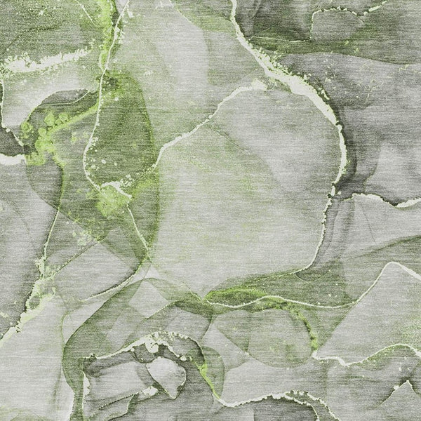 HomeRoots 10' X 14' Green and Ivory Abstract Area Rug - Washable, UV Protected, Pet-Friendly Design for Homes 647272