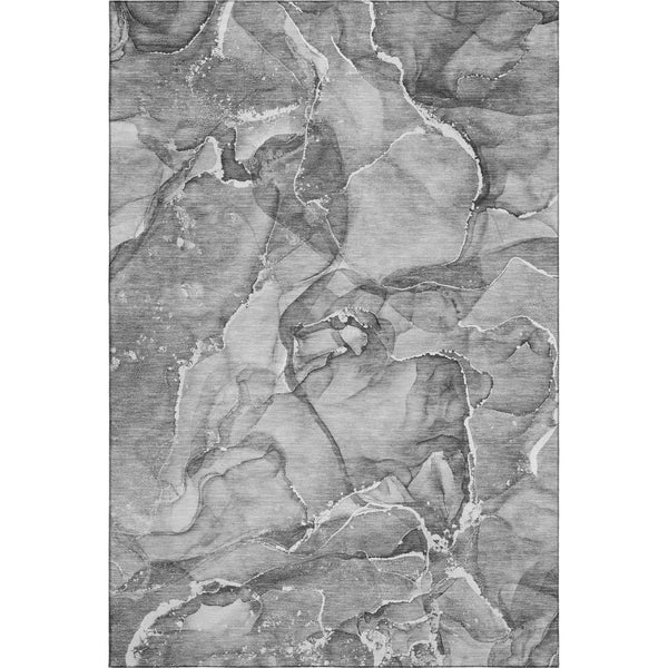 HomeRoots 8' X 10' Modern Pewter & Ivory Abstract Area Rug - Washable, UV Protected, Perfect for Busy Homes! 647276