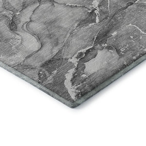 HomeRoots 8' X 10' Modern Pewter & Ivory Abstract Area Rug - Washable, UV Protected, Perfect for Busy Homes! 647276