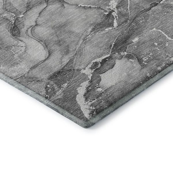 HomeRoots 8' X 10' Modern Pewter & Ivory Abstract Area Rug - Washable, UV Protected, Perfect for Busy Homes! 647276