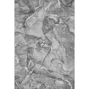 HomeRoots 10' X 14' Modern Pewter and Ivory Abstract Washable Area Rug with UV Protection for Busy Homes 647278