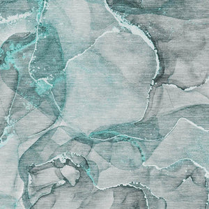 HomeRoots 8' X 10' Teal And Ivory Abstract Area Rug – Washable, Stain Resistant, UV Protected for High-Traffic Rooms 647282