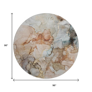 HomeRoots 8' Abstract Washable Round Rug in Beige, Gray & Ivory - Durable, UV Protected, Perfect for Homes 647287