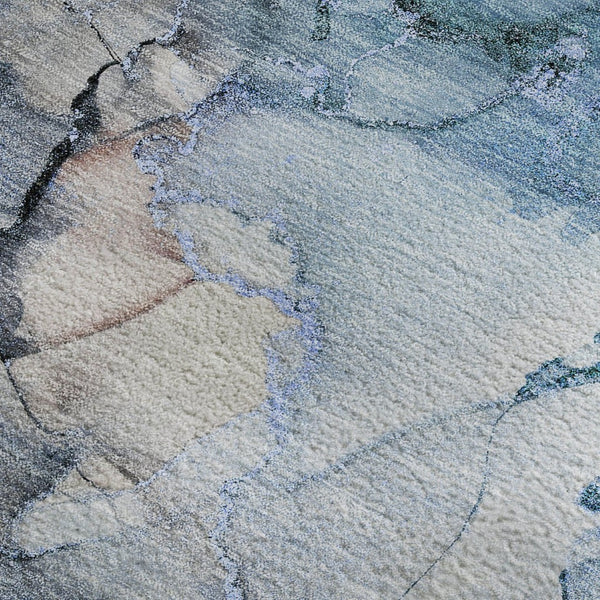 HomeRoots 5' Blue Gray & Ivory Abstract Washable Area Rug - Durable, Stain-Resistant, UV-Protected Design! 647292