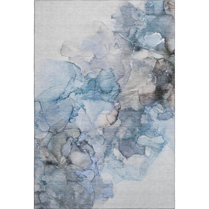 HomeRoots 8' X 10' Blue Gray Abstract Washable Area Rug with UV Protection, Stain-Resistant for Homes & Decor 647294