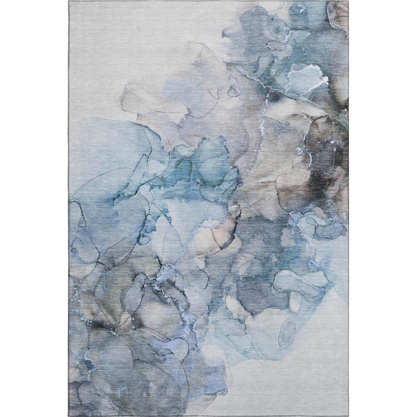 HomeRoots 8' X 10' Blue Gray Abstract Washable Area Rug with UV Protection, Stain-Resistant for Homes & Decor 647294