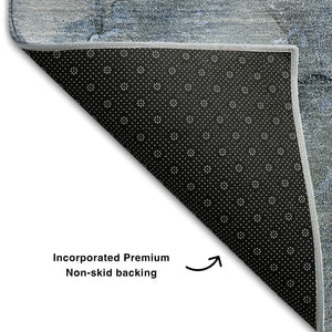 HomeRoots 8' X 10' Blue Gray Abstract Washable Area Rug with UV Protection, Stain-Resistant for Homes & Decor 647294