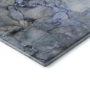 HomeRoots 8' X 10' Blue Gray Abstract Washable Area Rug with UV Protection, Stain-Resistant for Homes & Decor 647294