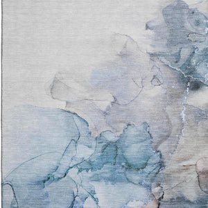 HomeRoots 10' X 14' Blue Gray & Ivory Abstract Area Rug - Washable, Stain Resistant, UV Protected for Durability 647296