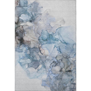 HomeRoots 10' X 14' Blue Gray & Ivory Abstract Area Rug - Washable, Stain Resistant, UV Protected for Durability 647296