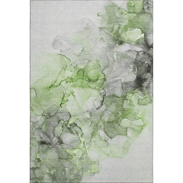 HomeRoots 8' X 10' Modern Abstract Area Rug in Green, Gray & Ivory – Washable, UV Protected & Stain Resistant 647300