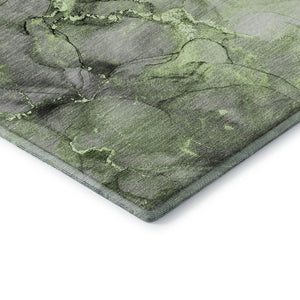 HomeRoots 8' X 10' Modern Abstract Area Rug in Green, Gray & Ivory – Washable, UV Protected & Stain Resistant 647300