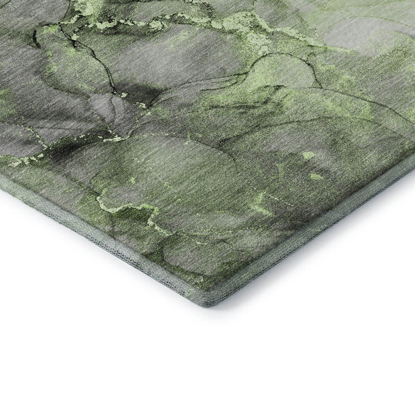 HomeRoots 8' X 10' Modern Abstract Area Rug in Green, Gray & Ivory – Washable, UV Protected & Stain Resistant 647300