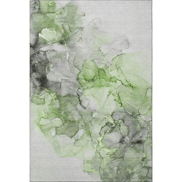 HomeRoots 8' X 10' Modern Abstract Area Rug in Green, Gray & Ivory – Washable, UV Protected & Stain Resistant 647300