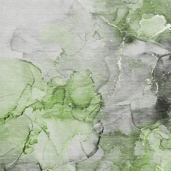 HomeRoots 9' X 12' Abstract Area Rug in Green, Gray, and Ivory - Washable, UV Protected, Stylish & Durable! 647301