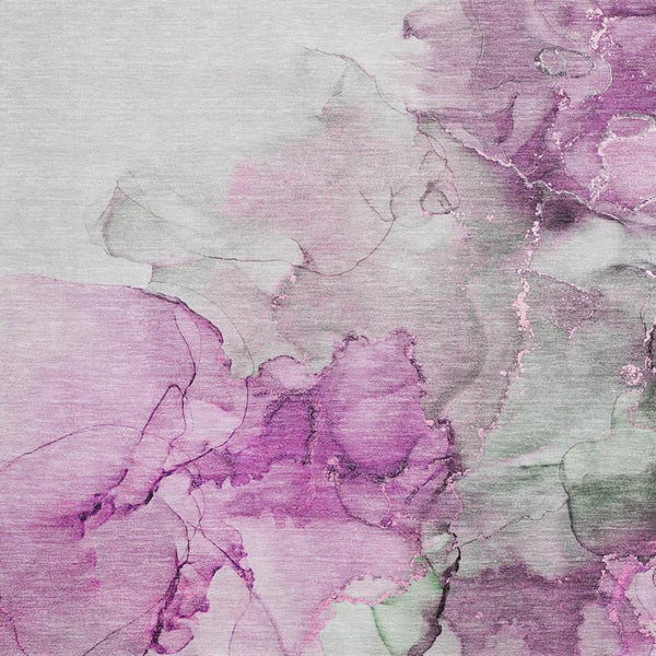 HomeRoots 5' X 8' Stylish Pink, Gray, and Ivory Abstract Area Rug – Washable, UV Protected & Durable Design 647304
