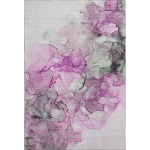 HomeRoots 8' X 10' Abstract Washable Area Rug in Pink, Gray & Ivory - Stain Resistant, UV Protected & Modern Design 647306