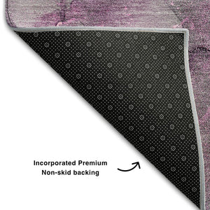 HomeRoots 8' X 10' Abstract Washable Area Rug in Pink, Gray & Ivory - Stain Resistant, UV Protected & Modern Design 647306