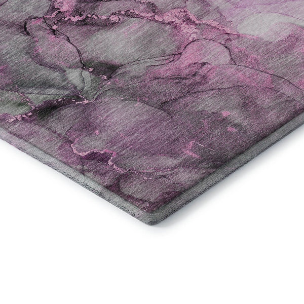 HomeRoots 8' X 10' Abstract Washable Area Rug in Pink, Gray & Ivory - Stain Resistant, UV Protected & Modern Design 647306