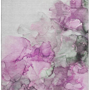 HomeRoots 8' X 10' Abstract Washable Area Rug in Pink, Gray & Ivory - Stain Resistant, UV Protected & Modern Design 647306