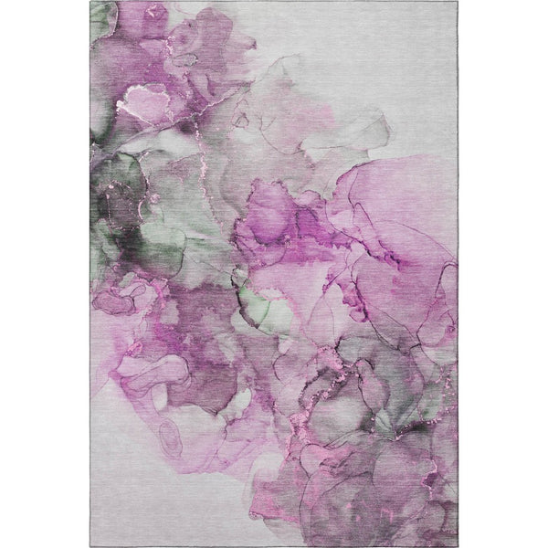 HomeRoots 9' X 12' Abstract Washable Area Rug in Pink, Gray & Ivory – UV Protected, Stylish & Durable Design 647307