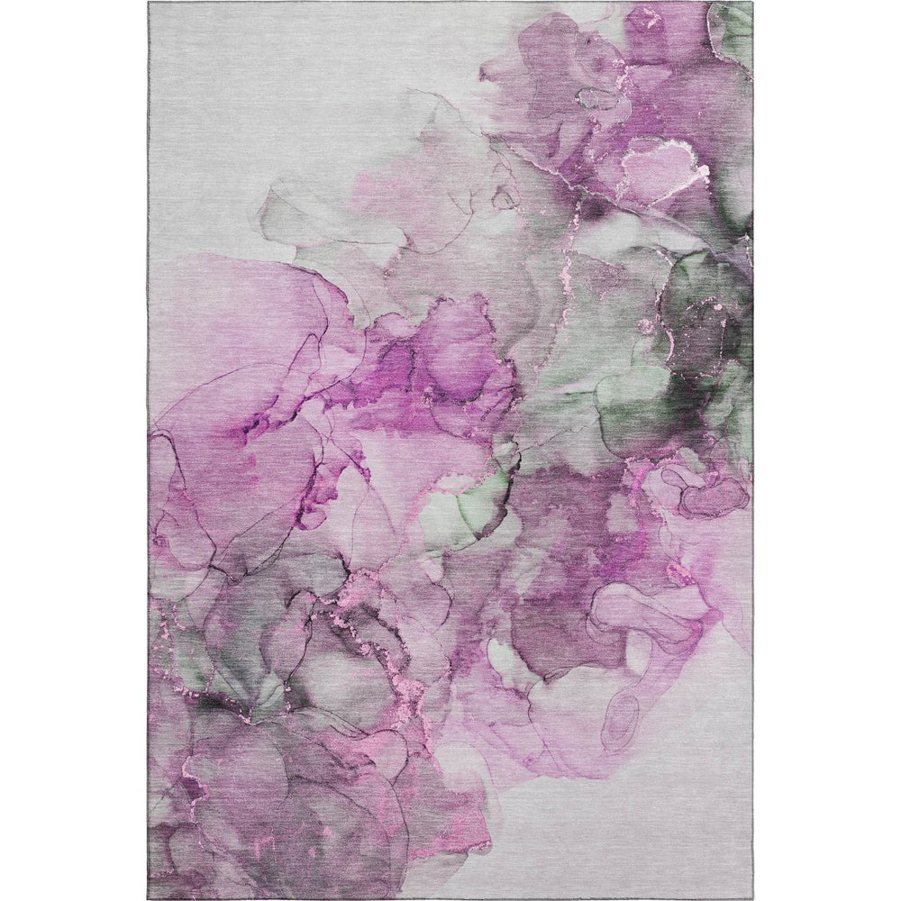 HomeRoots 10' Modern Pink, Gray & Ivory Abstract Washable Area Rug – UV Protected & Family-Friendly Design 647308