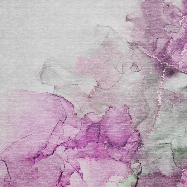 HomeRoots 10' Modern Pink, Gray & Ivory Abstract Washable Area Rug – UV Protected & Family-Friendly Design 647308