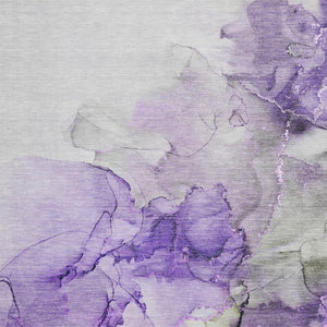 HomeRoots 5' X 8' Abstract Purple Gray Ivory Washable Area Rug with UV Protection for High-Traffic Spaces 647310