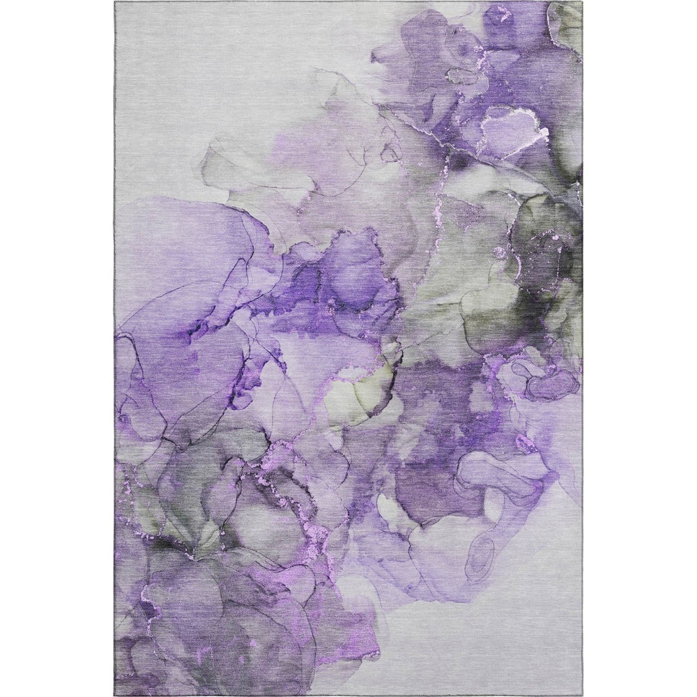 HomeRoots 10' X 14' Modern Abstract Area Rug in Purple, Gray & Ivory - Washable, UV Protected, Stain Resistant 647314