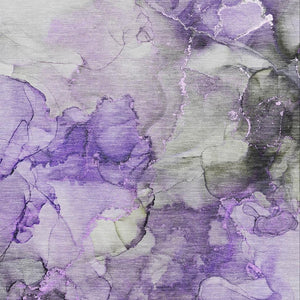 HomeRoots 10' X 14' Modern Abstract Area Rug in Purple, Gray & Ivory - Washable, UV Protected, Stain Resistant 647314