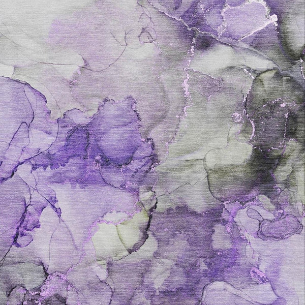 HomeRoots 10' X 14' Modern Abstract Area Rug in Purple, Gray & Ivory - Washable, UV Protected, Stain Resistant 647314