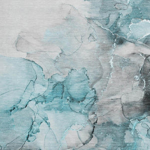 HomeRoots 5' X 8' Modern Teal Gray Ivory Abstract Area Rug - Washable, Durable, UV Protected for Everyday Use 647316