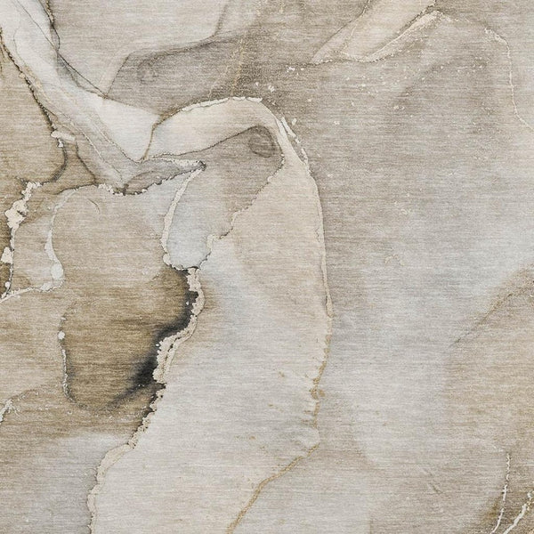 HomeRoots 10' X 14' Beige and Ivory Abstract Washable Area Rug - Stylish, Durable & Stain-Resistant Design! 647326
