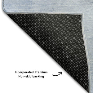HomeRoots 5' X 8' Blue And Ivory Abstract Area Rug - Washable, UV-Protected, Stain-Resistant for Busy Homes 647328