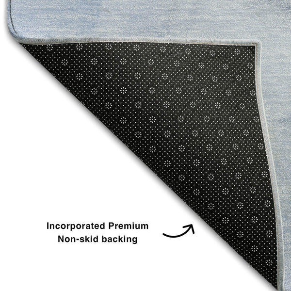 HomeRoots 5' X 8' Blue And Ivory Abstract Area Rug - Washable, UV-Protected, Stain-Resistant for Busy Homes 647328