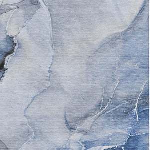HomeRoots 8' X 10' Abstract Blue and Ivory Area Rug – Durable, Washable, UV-Protected for Family-Friendly Spaces 647330