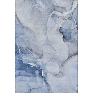 HomeRoots 8' X 10' Abstract Blue and Ivory Area Rug – Durable, Washable, UV-Protected for Family-Friendly Spaces 647330