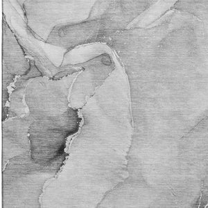 HomeRoots 8' X 10' Gray and Ivory Abstract Washable Area Rug – Stylish, Durable, UV Protected for Family Spaces 647336