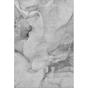 HomeRoots 9' X 12' Abstract Gray and Ivory Washable Area Rug - Durable, Stylish, UV Protected for Family Spaces 647337