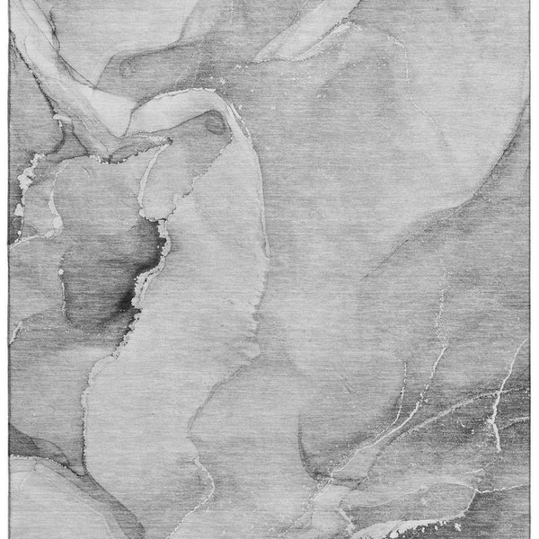 HomeRoots 10' X 14' Gray and Ivory Abstract Area Rug - Washable, UV Protected, Durable Design for Modern Spaces 647338
